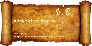 Vaskovits Barna névjegykártya